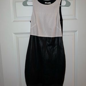 Bailey 44 Faux Leather Perforated Casablanca Black White Colorblock Dress XS